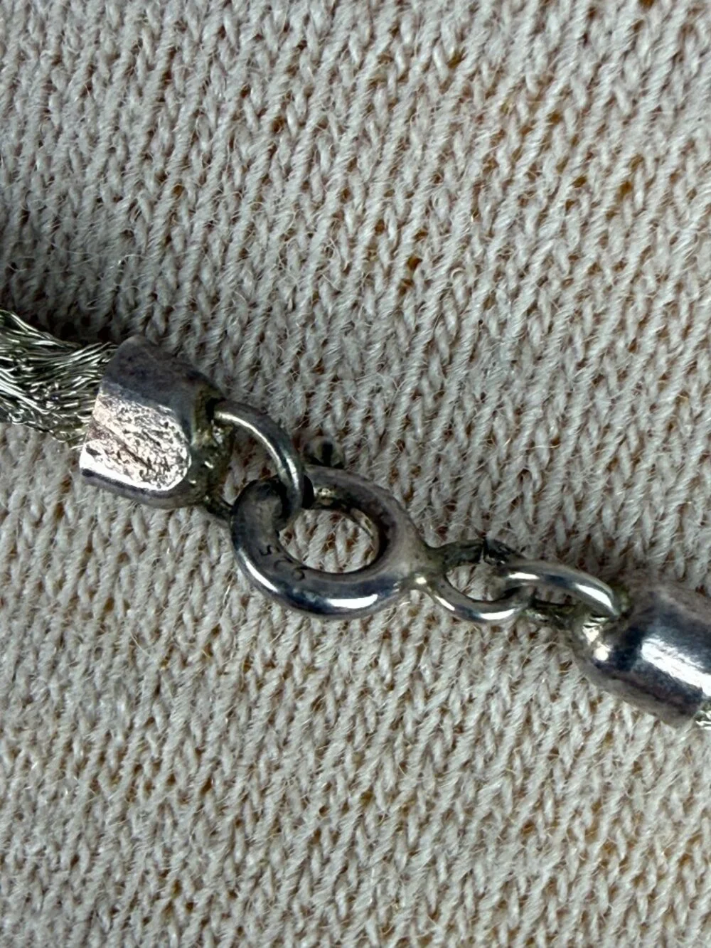 Sterling Silver Woven Mesh Wire Necklace